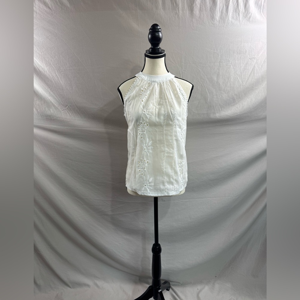 Boho Eyelet Embroidery Halter Top White - Picture 6 of 6